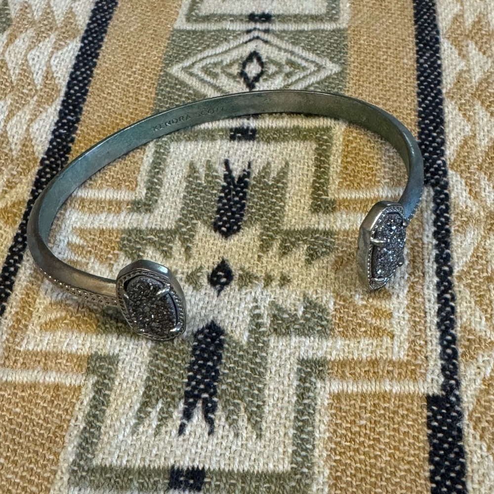 Silver Druzy Adjustable Cuff